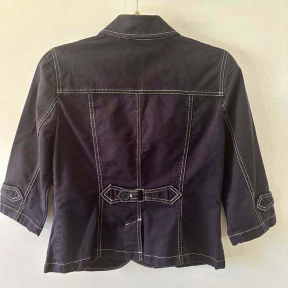 ANN TAYLOR Loft Jean Blazer/Jacket 3/4 Sleeve Blue w/White Thread Women’s Sz 6P - Picture 3 of 4